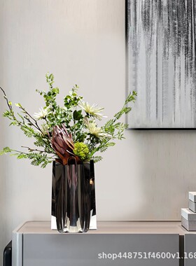 现代轻奢仿真花艺绿植盆景客厅假花洽谈桌高端盆栽家居装饰品摆件