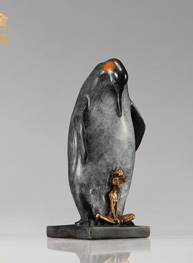 铜艺坊共生企鹅黄铜器工艺品摆件企鹅客厅电视柜酒柜铜装饰工艺品