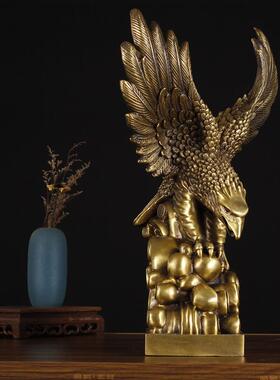 黄铜雄鹰大鹏展翅老鹰摆件大展宏图办公室开业礼品大展鸿图大铜鹰