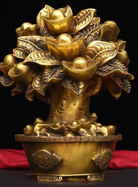 黄铜摇钱树摆件元宝聚宝盆金钱树招财发财树家居办公室装饰品摆件