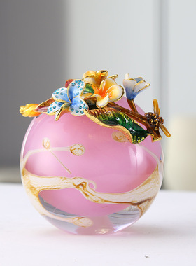 珐琅彩轻奢高档鲜花花瓶摆件艺术高级现代客厅电视柜玄关装饰佳品