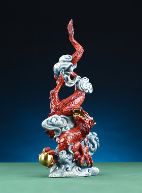 黄铜龙腾四海工艺品摆件家居办公室铜龙飞龙在天桌面工艺礼品摆设