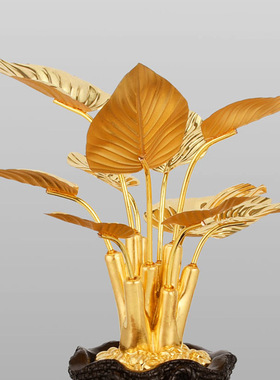 繁荣兴旺足金金箔家居装饰摆件金箔常青树招财摆件开业乔迁纪念品