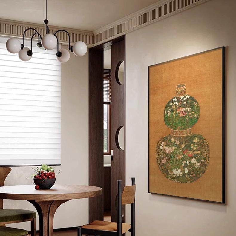 新中式葫芦花瓶挂画中古风高级感客厅落地壁画复古入户玄关装饰画,淘宝优惠券,粉丝福利购,淘宝优惠卷