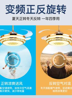 2024新款客厅吊扇大风力节能隐形家用卧室餐厅风扇灯一体电扇吊灯