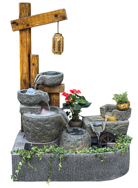 假山石臼景观户外庭院q角落造景室内阳台鱼池摆件循环流水喷泉落