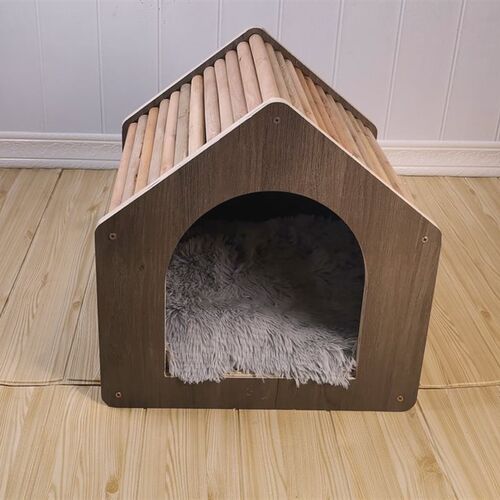 可拆卸木质猫屋狗屋实木猫窝宠物小木屋室内外别墅四季通用款猫窝 - 图2