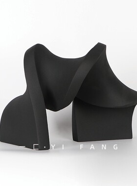 样板间现代扭哑磨砂曲光雕塑艺桌品售楼处书柜展示柜术面摆件