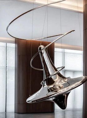 玻璃钢水滴造型雕塑摆件轻奢电镀天花板吊饰大堂售楼部挂件装饰品