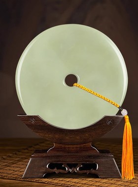 威弗列德客厅博古架玉璧装饰品和氏璧乔迁礼品青玉平安扣天然摆件