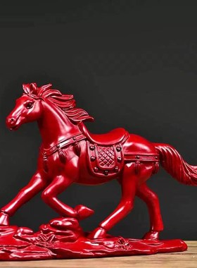 红木雕刻马摆件实木马生肖马一马当先客厅办公装饰开业乔迁送礼