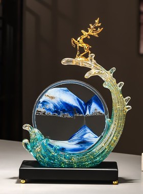 创意流沙画鹿摆件餐边柜s子客厅电视柜办公室高级感家居好物装饰