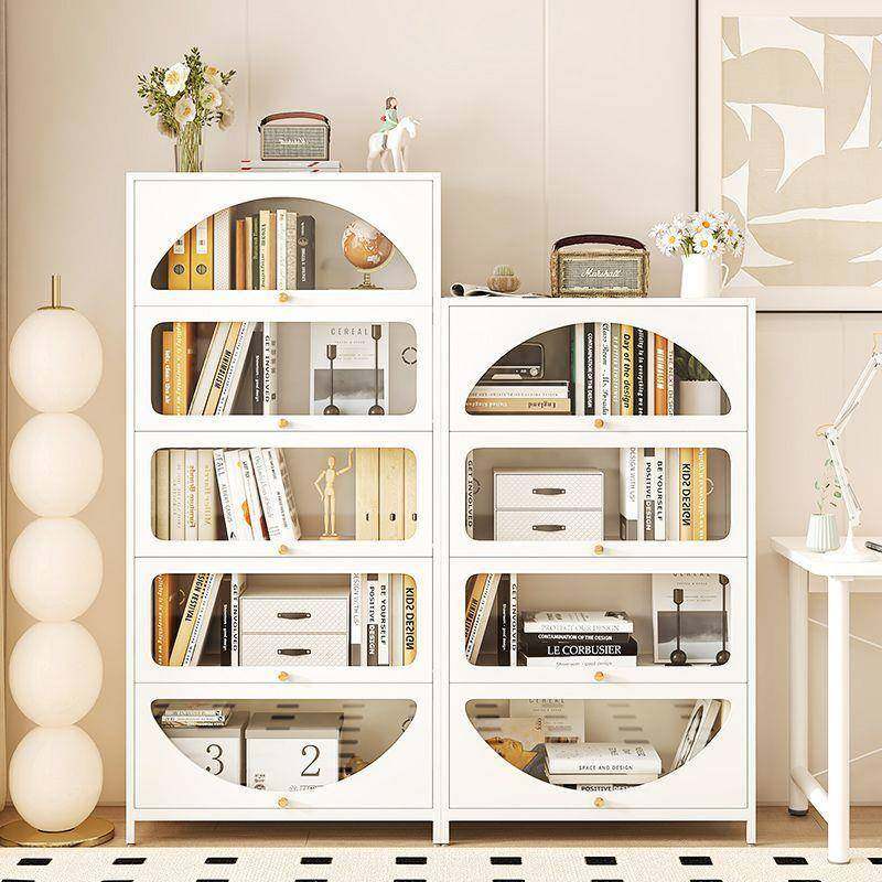玻璃门钢制防尘斗柜储物柜奶油风落地多层书柜家用儿童书房收纳柜,淘宝优惠券,粉丝福利购,淘宝优惠卷