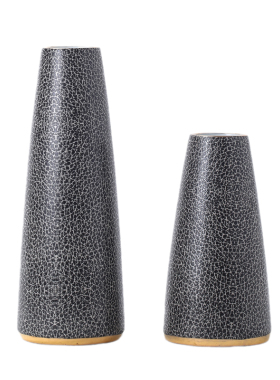 简约轻奢灰金石陶瓷花瓶现代样板房间软装饰品干花器摆件客厅花插