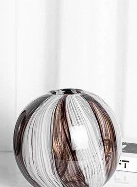 现代轻奢手c工艺术玻璃圆球花器果盘样板间客厅茶几装饰盘家居软