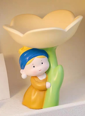 珍珠女孩郁金香玄关钥匙收纳摆件入户门电视Q柜客厅桌面装饰品