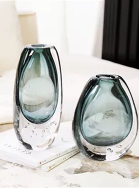 轻奢艺术气泡琉璃花瓶高级感花器B摆件客厅插花餐桌花器茶几装饰