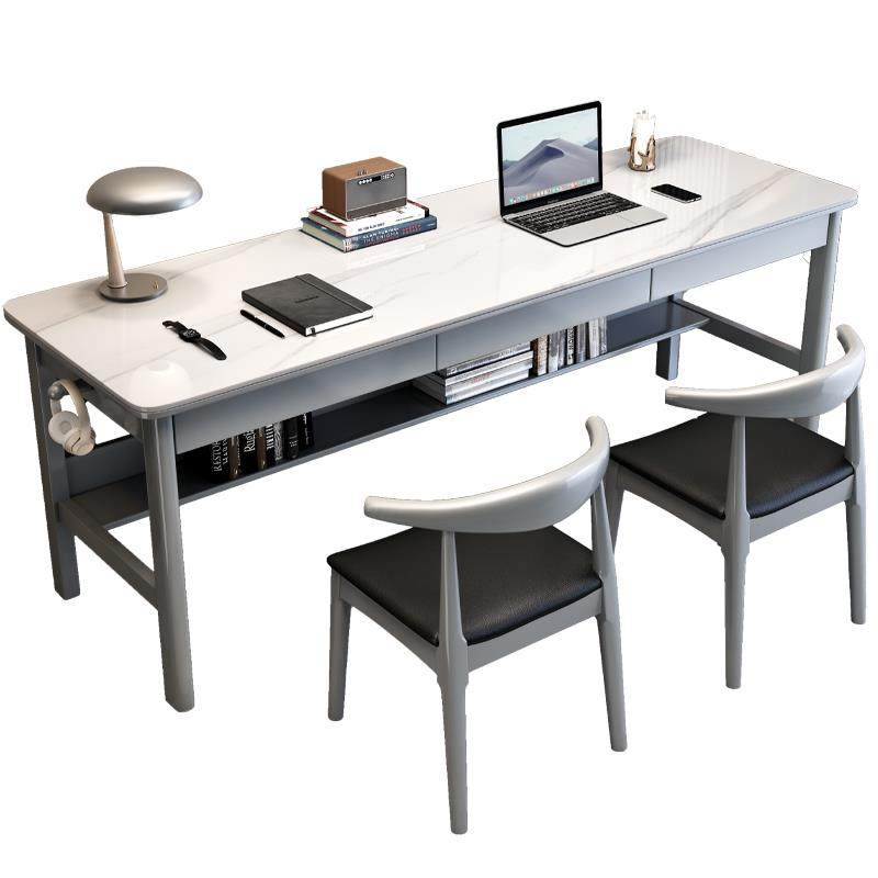 岩板书桌双人长条桌简约家用电脑桌卧室学生学习写字桌靠窗办公桌,淘宝优惠券,粉丝福利购,淘宝优惠卷