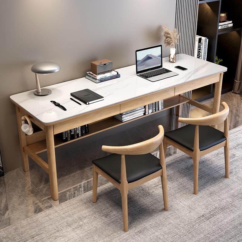 岩板书桌双人长条桌简约家用电脑桌卧室学生学习写字桌靠窗办公桌,淘宝优惠券,粉丝福利购,淘宝优惠卷