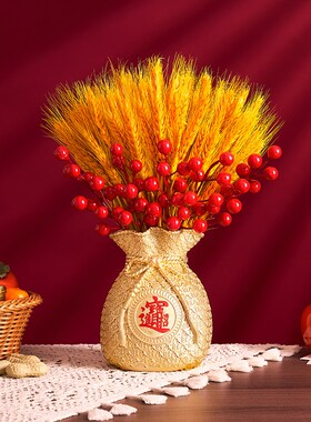 黄金大麦穗d干花束客厅仿真假花摆设家居装饰品电视柜轻奢摆件