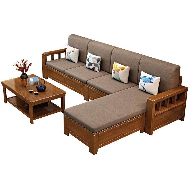 新中式小户型客厅简约实木沙发家具贵妃木加布储物高箱沙发组合,淘宝优惠券,粉丝福利购,淘宝优惠卷