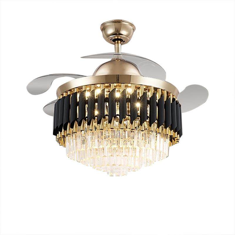 欧式隐形水晶风扇灯轻奢卧室餐厅水晶吊灯美式复古客厅吊扇灯,淘宝优惠券,粉丝福利购,淘宝优惠卷