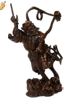 真古意 黄铜魁星摆件铜魁星点斗踢斗鳌鱼魁星家居办公室摆件