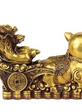 铜猪摆件 铜猪拉车摆件 铜猪送菜摆件铜金猪送财十二生肖猪