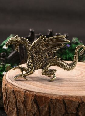 跨境霸气魔兽魔龙黄铜摆件创意恐龙飞龙仿古玩茶宠桌宠车宠工艺品