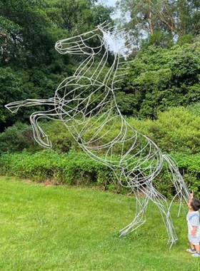 户外厂家不锈钢镂空马雕塑销售中心地产工业园动物造景装饰品摆件