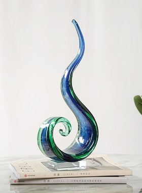 抽象琉璃异形海浪摆件现代客厅样板间餐桌酒店桌面玄Y关摆设装饰