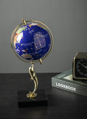 全铜地球仪摆件现代简约办公室书房书柜书桌酒柜装饰品商务礼品