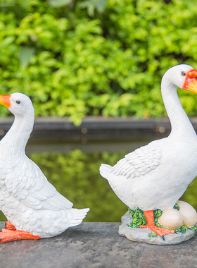 园林摆件田园庭院景观装饰树脂仿真白鸭子创意动物雕塑摆设工艺品
