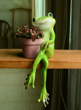 真自在创意青蛙多肉花盆田园家居装饰品树脂盆栽送男女生朋友礼物
