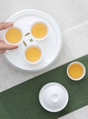 兴泥匠薄胎骨瓷茶具户外旅行便携冲茶器潮汕工夫茶具6寸茶盘