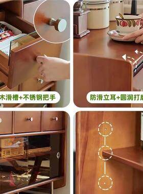 严选北欧实木九斗柜客厅不锈钢电视边柜收纳柜卧室中古靠墙床尾