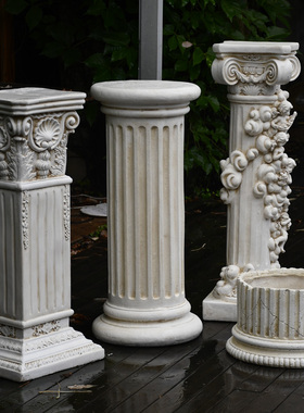 罗马柱摆件大花盆复古做旧底座z托盘花园路引庭院装饰婚庆布置景