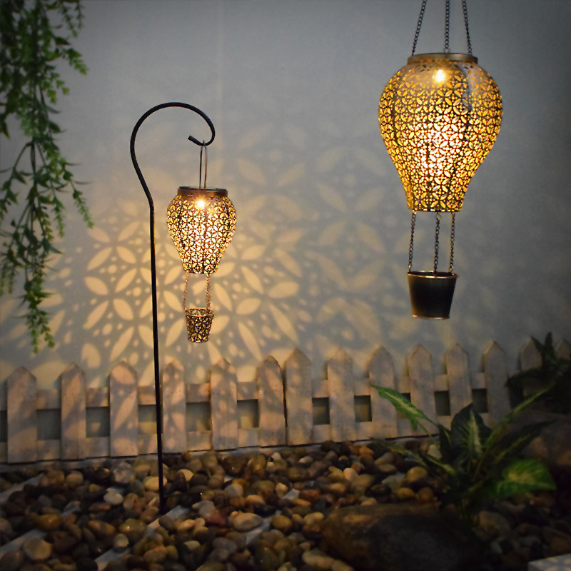 新款太阳能铁艺灯笼镂空热气球景观庭院灯户外花园装饰草坪投光灯,淘宝优惠券,粉丝福利购,淘宝优惠卷