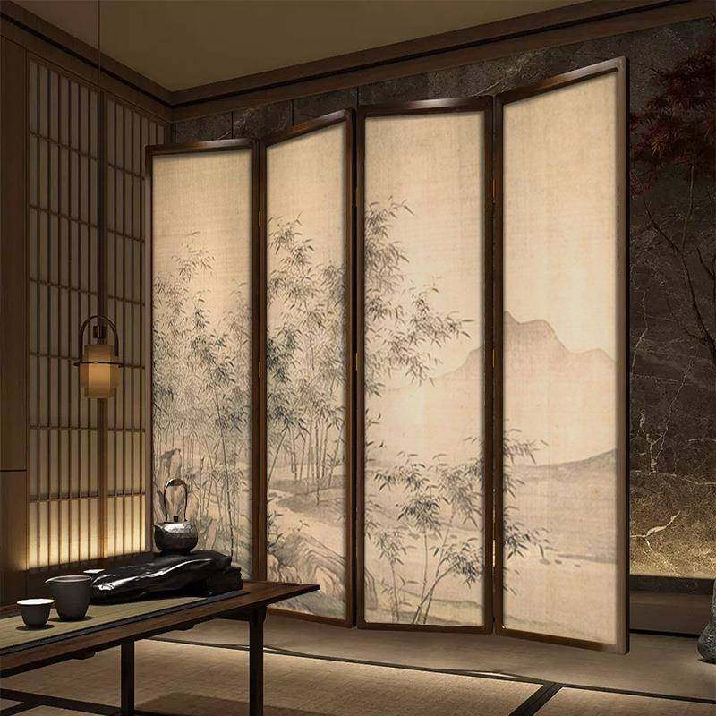 东方美学古典中式屏风隔断客厅遮挡可折叠移动茶室实木折屏山水画,淘宝优惠券,粉丝福利购,淘宝优惠卷