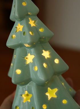 小日子不翻篇 陶瓷星星耶诞树小夜灯 平安夜桌Q面装饰摆饰氛围礼