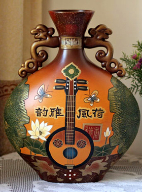新中式软b装饰品结婚礼物进门玄关摆件现代轻奢花瓶手工艺术品