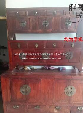 农家乐民宿民宿老物件80旧家具炕桌怀旧摆件橱子年代农村旧货小木