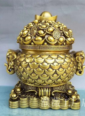 黄铜聚宝盆大象聚宝盆摆件家居办公礼品工艺品摆件