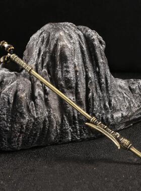 仿古玩兵器摆件三国演义吕布半月戟武器挂件挂饰黄铜工艺品收藏品