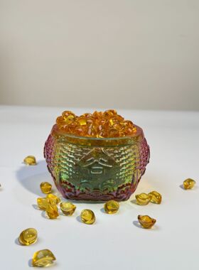 水晶五谷丰登聚宝盆琉璃摆件五谷丰登新房乔迁开业送礼家居装饰品