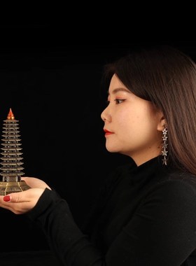 全铜文昌塔摆件九层客厅书房办公室书桌工艺品黄铜X制品9层装饰