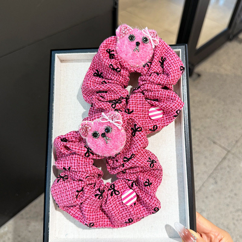 韩版粉色可爱蝴蝶结小熊大肠圈甜美百搭气质高马尾丸子头发圈头绳,淘宝优惠券,粉丝福利购,淘宝优惠卷