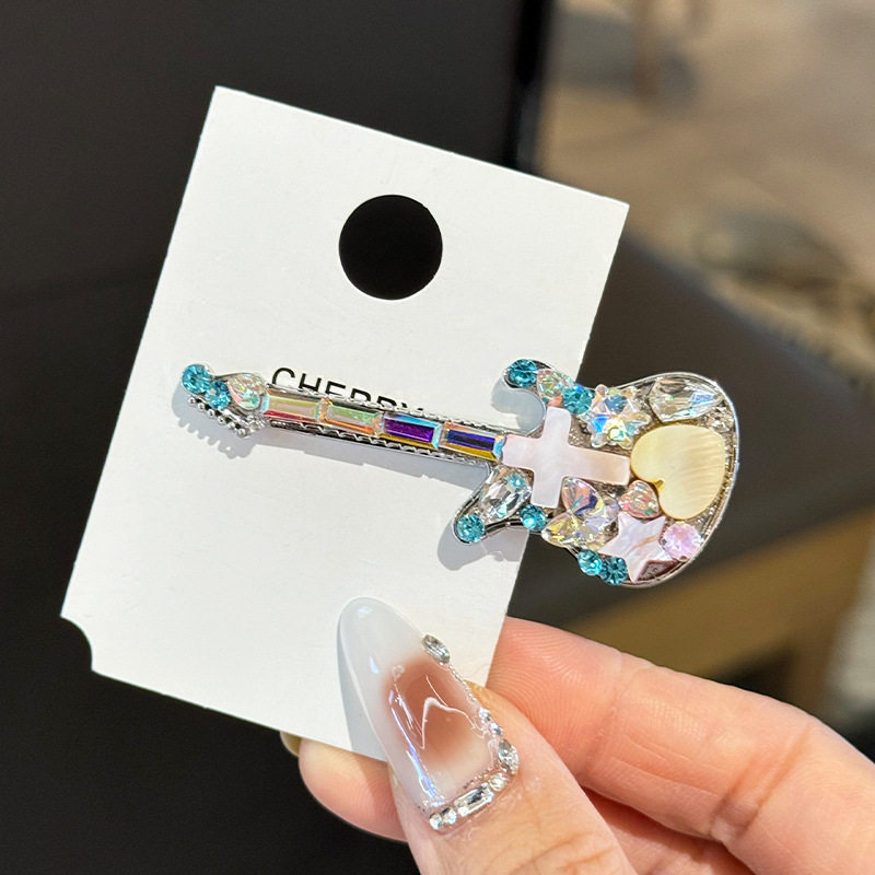 精致小吉他发夹女小众创意侧边刘海夹时尚刘海碎发夹子高级鸭嘴夹,淘宝优惠券,粉丝福利购,淘宝优惠卷