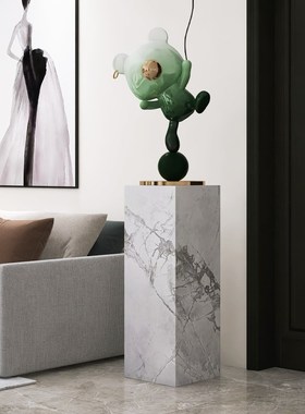 岩板底座摆台客厅大型落地摆件石材墩子装饰柱大理石立.柱雕塑地