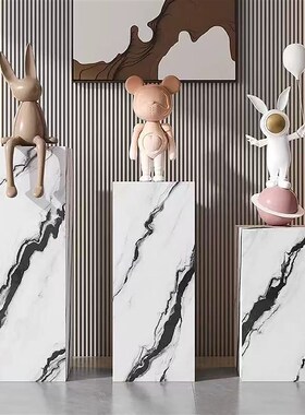 工艺品摆件台花架客展o厅玄关酒店会所岩板装饰立柱大理石雕塑底